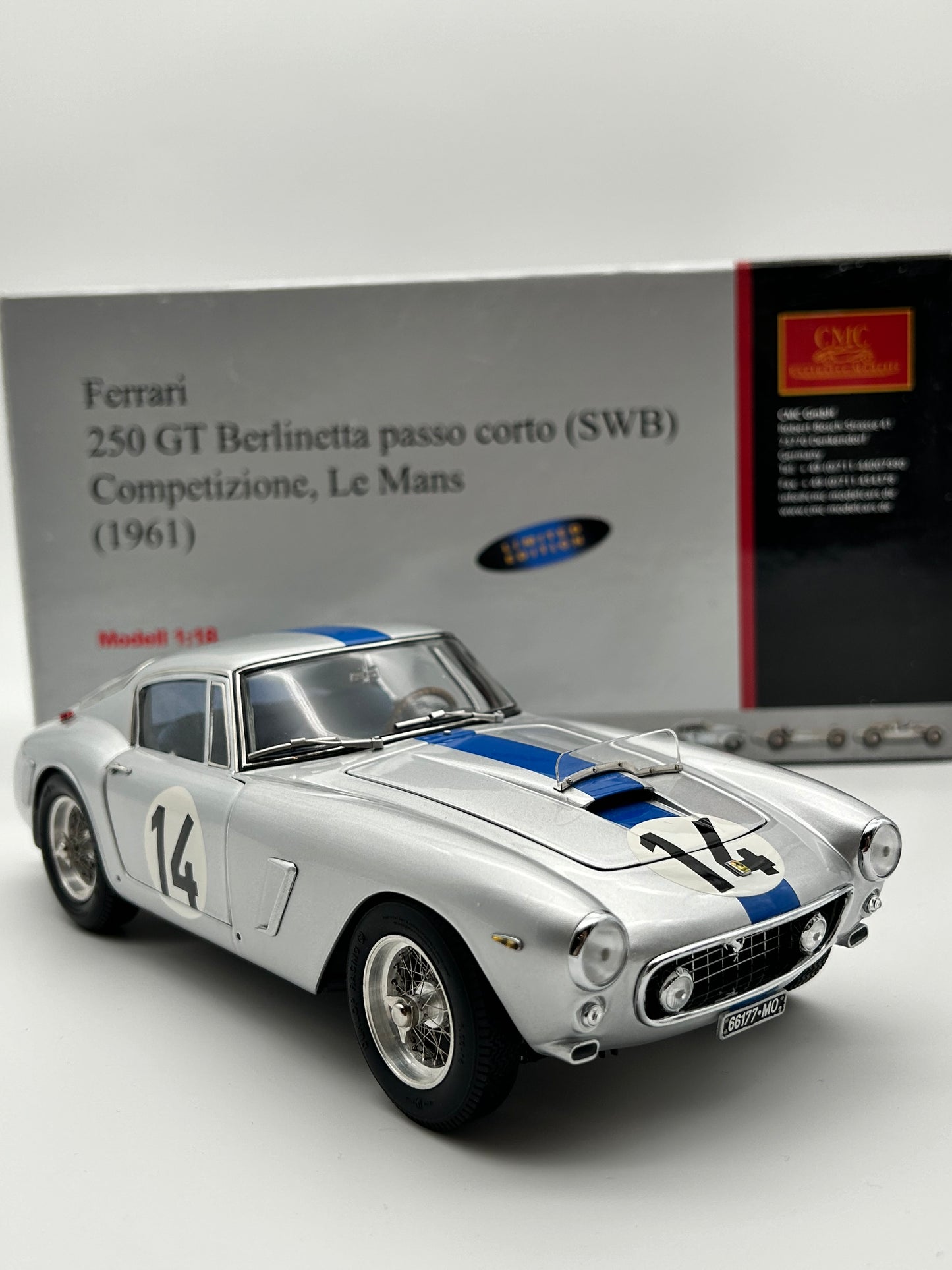 CMC 1/18 Ferrari 250 GT Berlinetta passo corto (SWB) Competizione, Le Mans, 1961